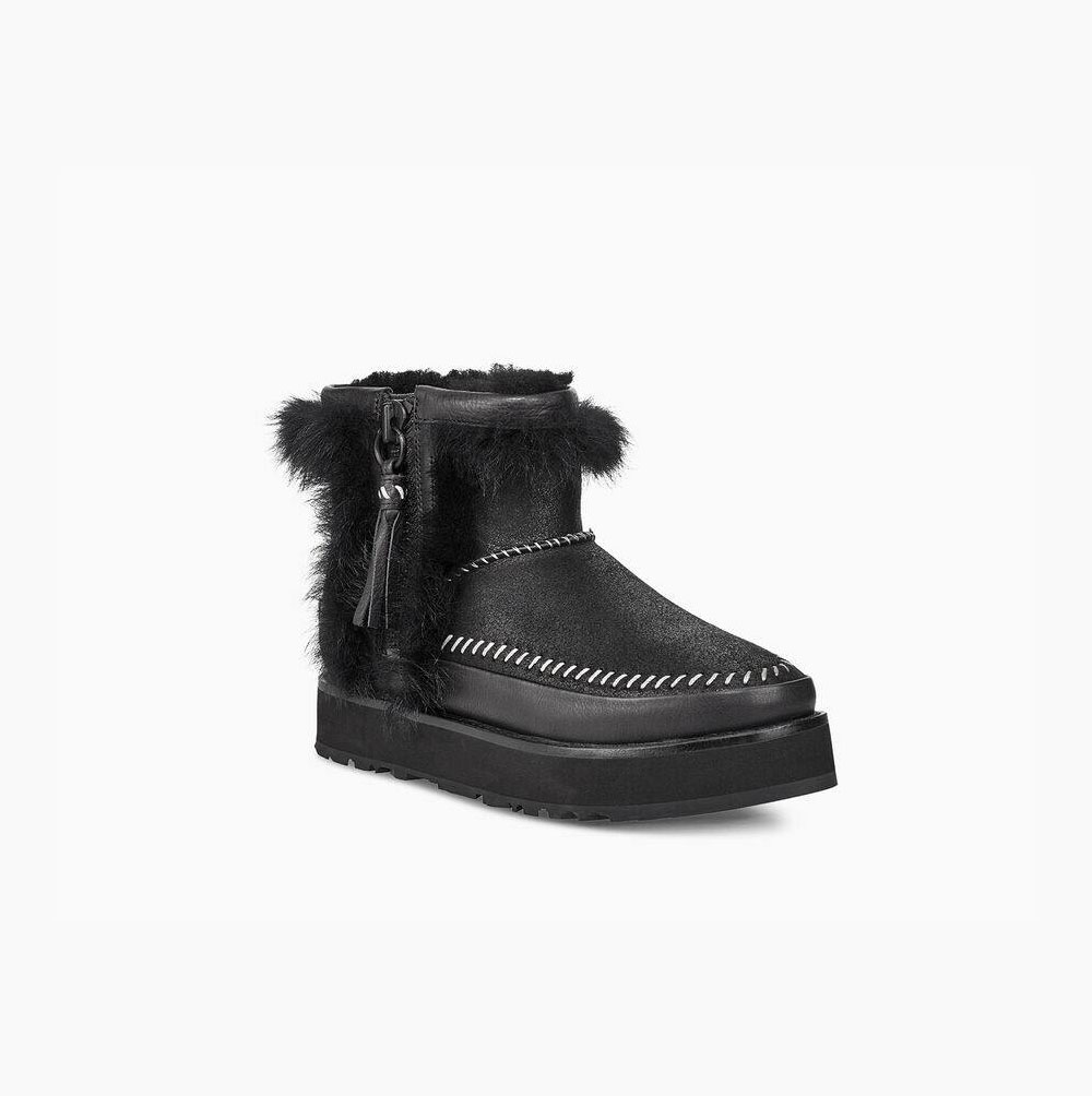 UGG Fluff Punk Black Boots for Women (YEDF82710)